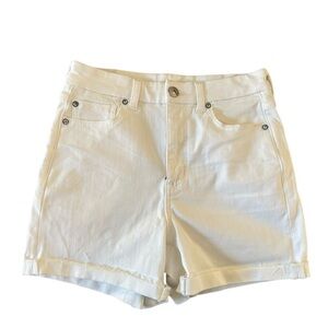 American Eagle AE Curvy Hi-Rise Shortie White Denim Stretch Sz 4 Cuffed